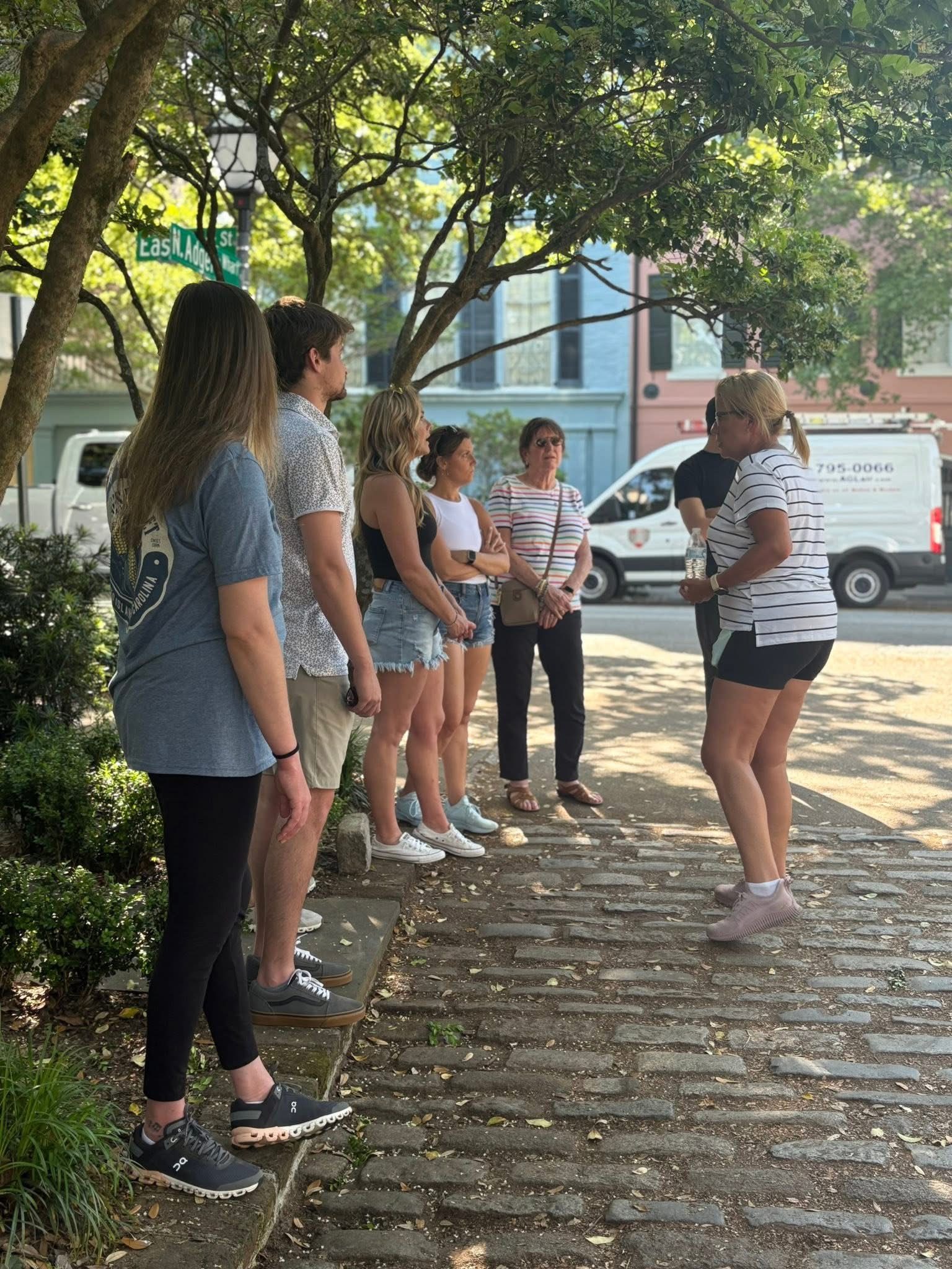 Recovery community walking through historic Charleston